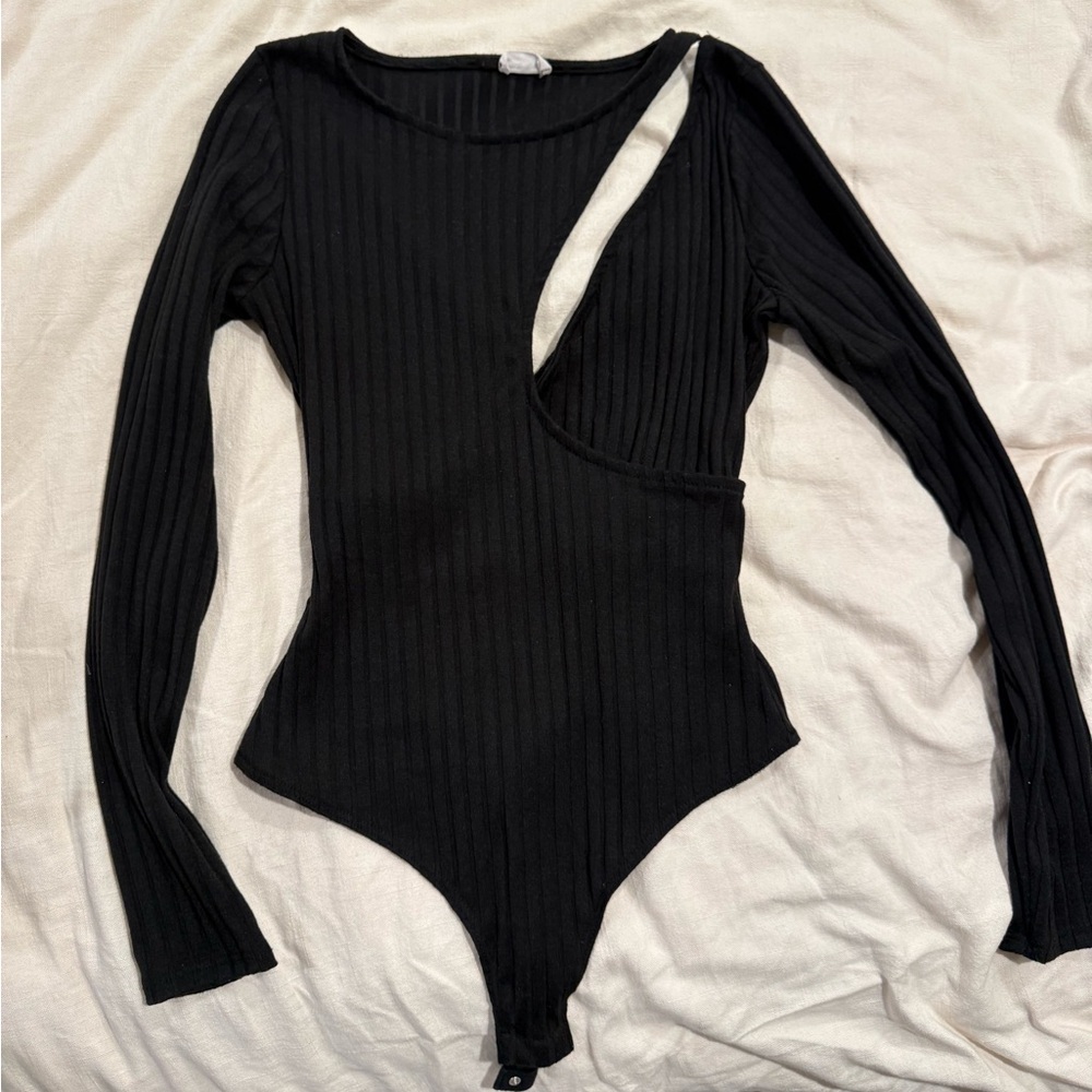 Black Ribbed bodysuit